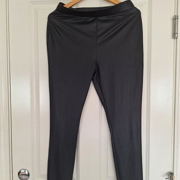 Kardashian Kollection faux leather black Leggings Sz L - Picture 1 of 8